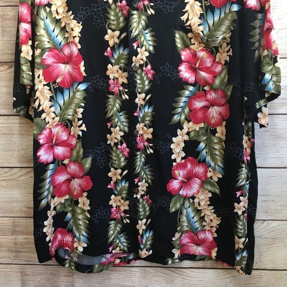 VINTAGE ORCHID DESIGNS HAWAIIAN SHIRT IN BLACK FLORAL‎ - Picture 5 of 6